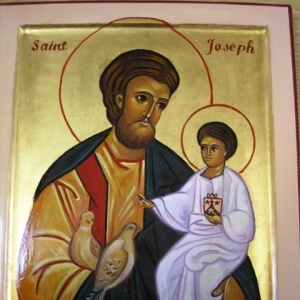 Icone de Saint Joseph, protecteur de l'Ordre, bénie durant la célébration eucharistique, écrite par notre frère Jacques-Paul