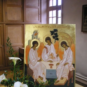 L'icone de la Trinité qui préside notre chapitre, écrite par notre frère Jacques-Paul